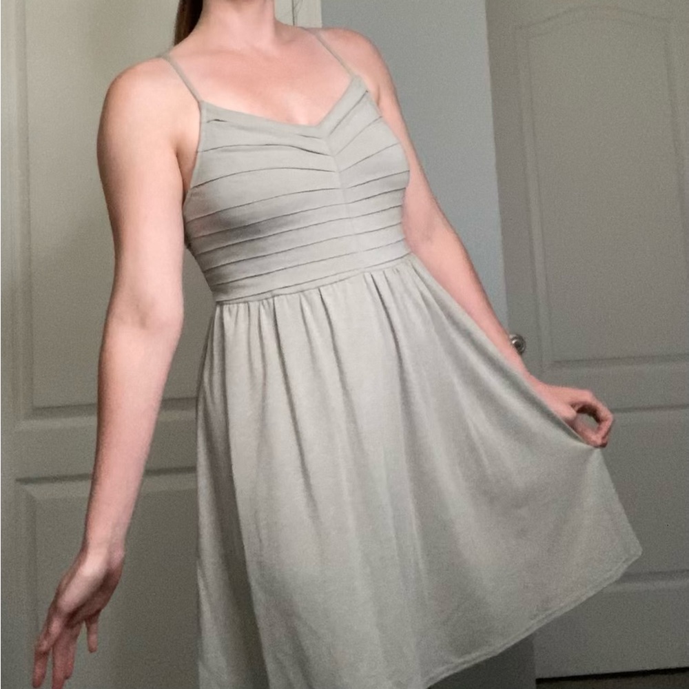 Umgee Adjustable Spaghetti Strap Grey Dress Medium with Tie in the Back